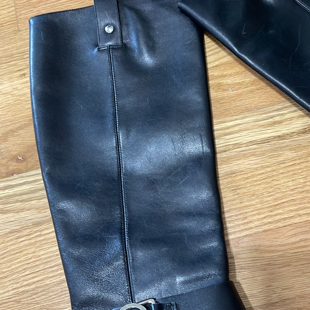 MICHAEL Michael Kors Black Tall Riding Boots MK Logo Size 8.5 - Picture 6 of 8